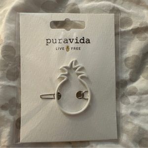 Pura Vida Enamel Pineapple Hair Barrette White